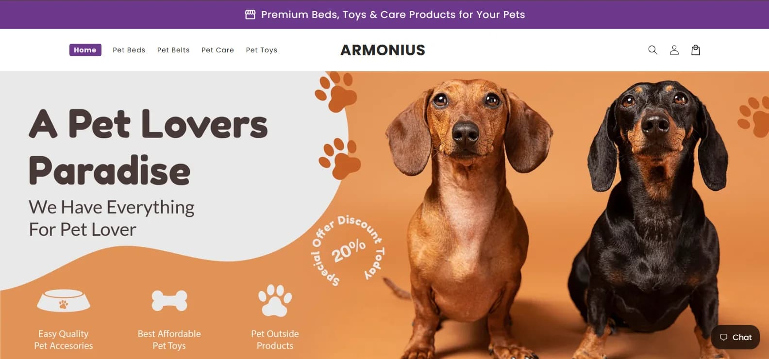 Armonius luxury pet accessories and orthopedic dog bed e-commerce store