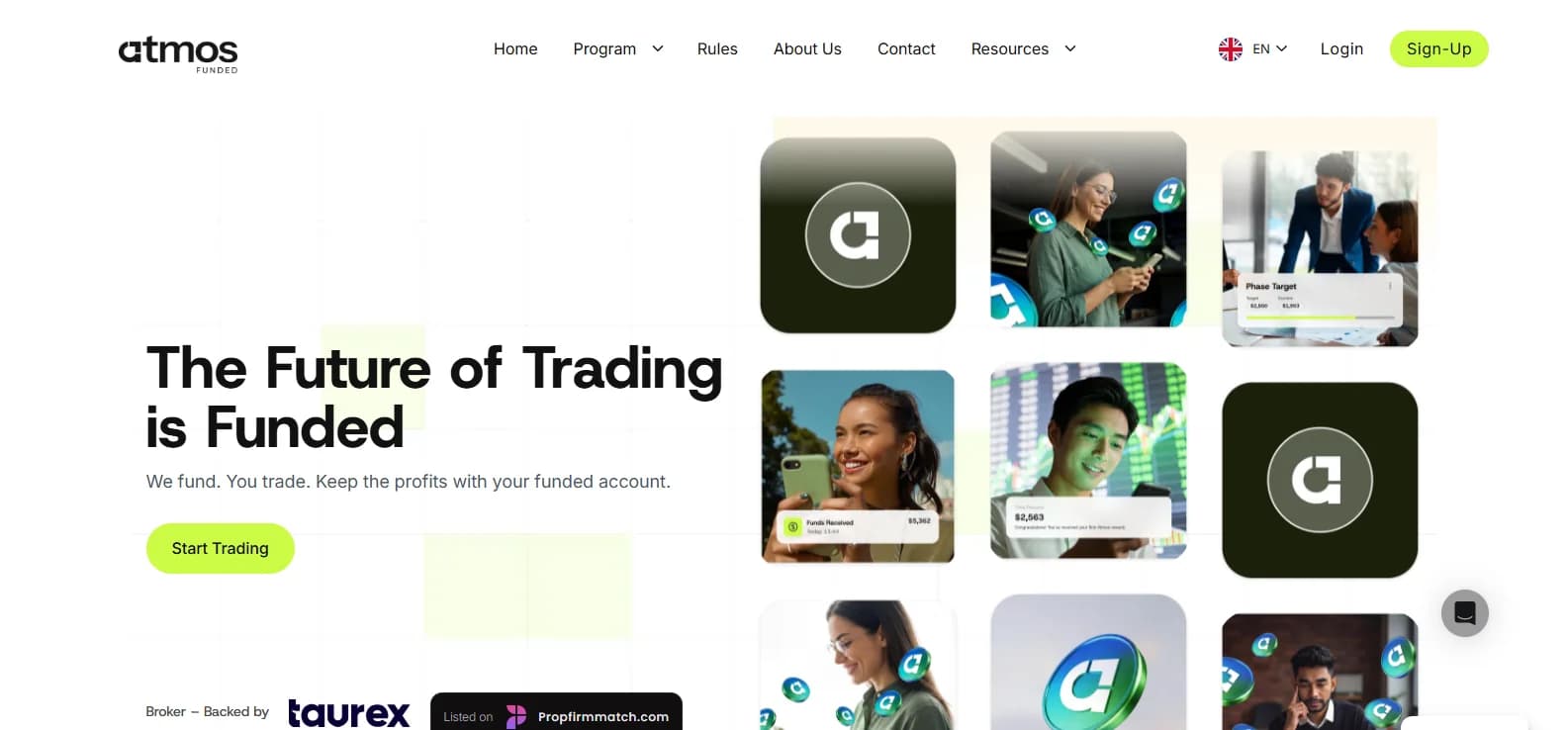 Atmos Funded proprietary trading challenge dashboard and trader metrics portal