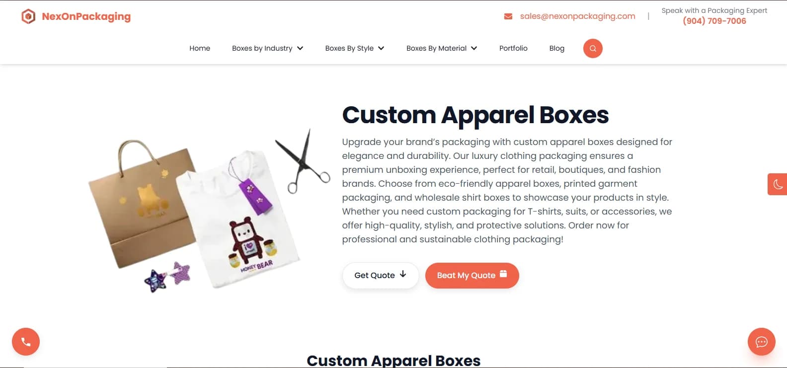 Nexon Packaging custom boxes showcase and dynamic packaging request portal